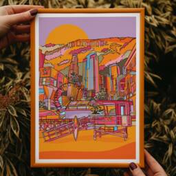 Los Angeles Art Print Venice Beach & Hollywood Illustration - thumbnail 2