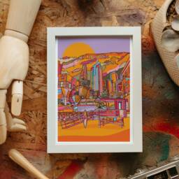 Los Angeles Art Print Venice Beach & Hollywood Illustration - thumbnail 3