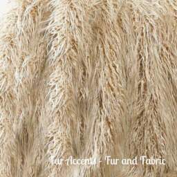 Handmade Beige Mongolian Shag Faux Fur Throw Blanket, Minky Lining - thumbnail 2