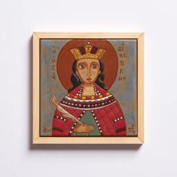 Aghia Aikaterini Saint Catherine Orthodox Icon Greek Byzantine Ceramic Tile Wall Decor Name Day Hanging Hand Painted Art Religious - thumbnail 1