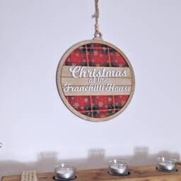 Personalized Tartan Christmas Wreath Bauble Decoration - thumbnail 2