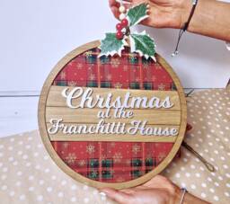 Personalized Tartan Christmas Wreath Bauble Decoration - thumbnail 1