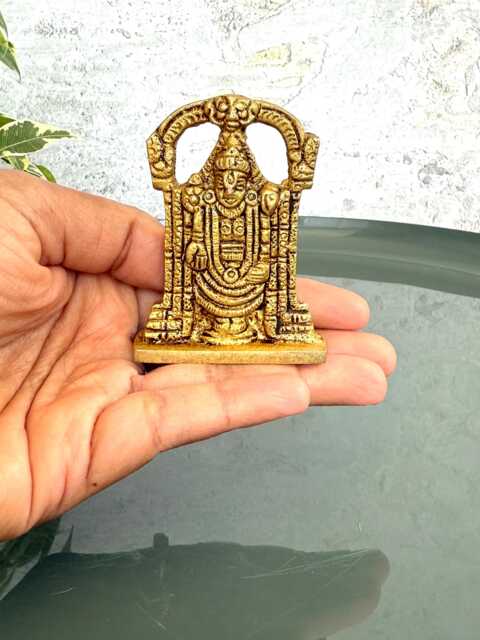Car Dashboard Brass Tirupati Balaji Statue Small Venkateshwara Idol For Puja Mandir Perumal Srinivasa Figurine Spiritual Home Decor Gift - image 1