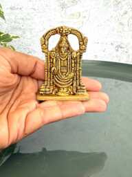 Car Dashboard Brass Tirupati Balaji Statue Small Venkateshwara Idol For Puja Mandir Perumal Srinivasa Figurine Spiritual Home Decor Gift - thumbnail 1