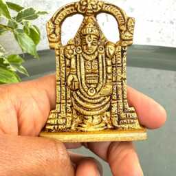 Car Dashboard Brass Tirupati Balaji Statue Small Venkateshwara Idol For Puja Mandir Perumal Srinivasa Figurine Spiritual Home Decor Gift - thumbnail 2