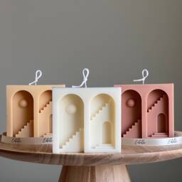 Santorini Soy Candle Sculptural Pillar, Minimalist Home Decor - thumbnail 1