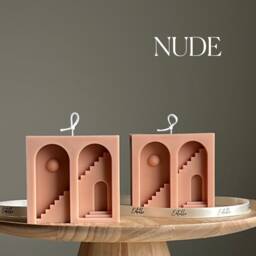 Santorini Soy Candle Sculptural Pillar, Minimalist Home Decor - thumbnail 2