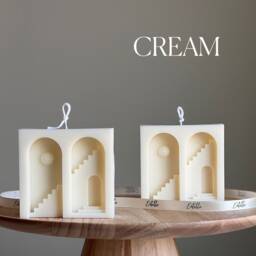 Santorini Soy Candle Sculptural Pillar, Minimalist Home Decor - thumbnail 3