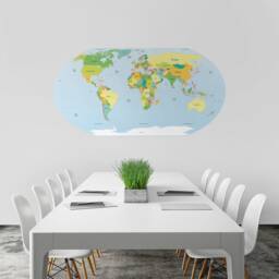 Round World Map, Office, Map Decals, Wall Decal, Art, Stickers, Decor, Decal - Skuroudewmstick - thumbnail 2