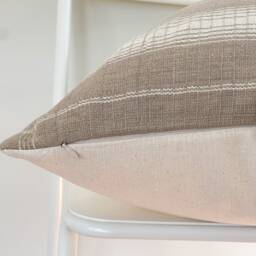 "Handwoven Hemp Pillow Cover Brown Tan Plaid, Karen Tribal Design - 22"" X 22" - thumbnail 3