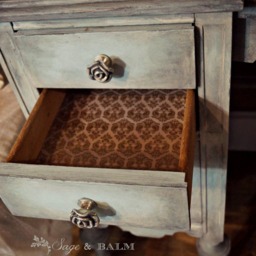 Sold - Shabby Chic Blue & Grey Gustavian Antique Vanity Desk Dressing Table On Castors Painted Distressed Furniture - thumbnail 4