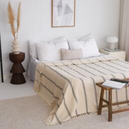 Organic Cotton Bedspread King Queen, Boho Throw Blanket, Lightweight Summer Blankets, Turkish Bed Cover - thumbnail 2