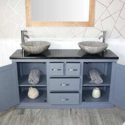 Bathroom Vanity Unit - Grey Painted With Black Quartz Top & Stone Bowl Options 603Gbqsbc - thumbnail 2