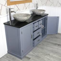 Bathroom Vanity Unit - Grey Painted With Black Quartz Top & Stone Bowl Options 603Gbqsbc - thumbnail 3