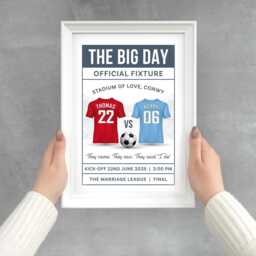 Personalised Football Wedding Gift, The Big Day Sports Print, Custom Matchday Print - thumbnail 3