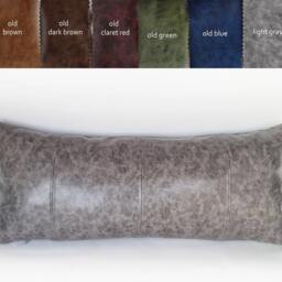 Gray Faux Leather Lumbar Pillow Cover 4-Panel Modern Decor - thumbnail 3