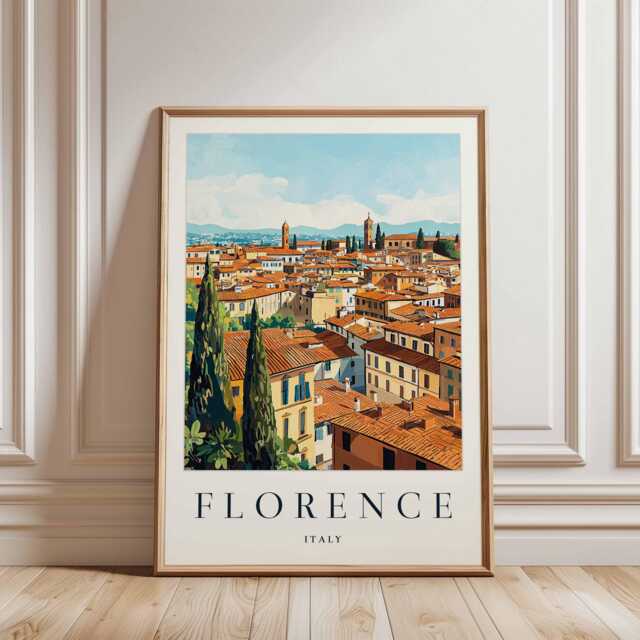 Florence Italy Travel Poster Renaissance Cityscape Art Print - image 1