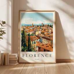 Florence Italy Travel Poster Renaissance Cityscape Art Print - thumbnail 3