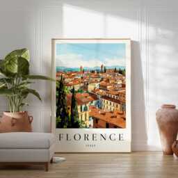 Florence Italy Travel Poster Renaissance Cityscape Art Print - thumbnail 2