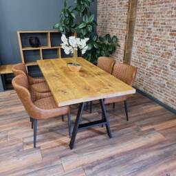 Barton Af Rustic Wood Dining Table - Industrial Steel Legs Handmade Natural Cozy & Modern Cotswold - thumbnail 2