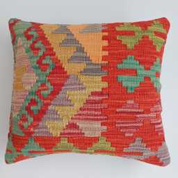 Afghan Handmade Cushion Cover, Decorative Throw Pillow, Kilim Rug Cover 16''x16''/44x39 cm
