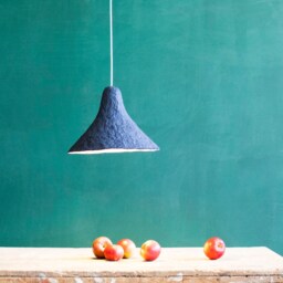 Industrial Lamp From Paper Pulp, Farmhouse Rustic Lamp, Minimalist Ceiling Light - Rumcajs Blue - thumbnail 3
