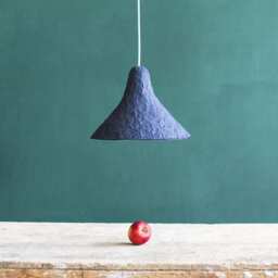 Industrial Lamp From Paper Pulp, Farmhouse Rustic Lamp, Minimalist Ceiling Light - Rumcajs Blue - thumbnail 1
