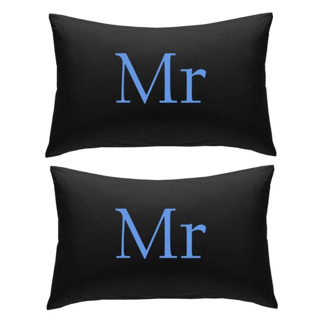 Mr & Black Pillowcases, Colour Text, Wedding Engagement Marriage Valentines Day Bed Gay - image 1
