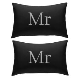 Mr & Black Pillowcases, Colour Text, Wedding Engagement Marriage Valentines Day Bed Gay - thumbnail 3