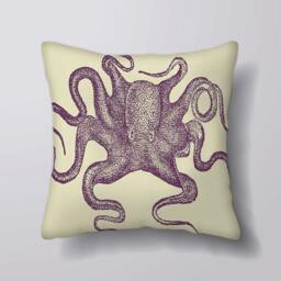 Vintage Picture Octopus Sea Ocean - Cushion Cover Case Or Stuffed With Insert