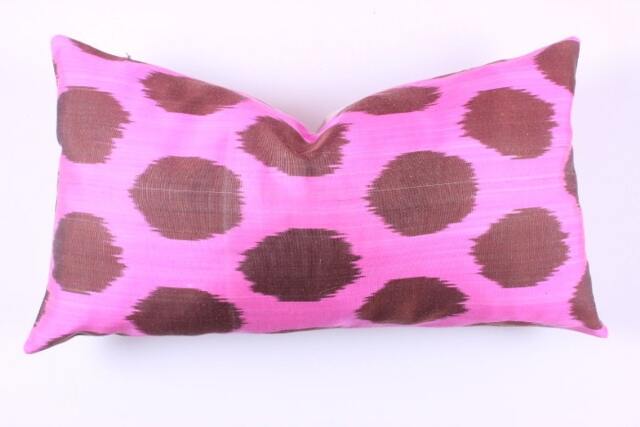Ikat Silk Velvet Pillow 16x24 - Handmade Boho Cushion Cover Turkish Home Decor Accent - image 1