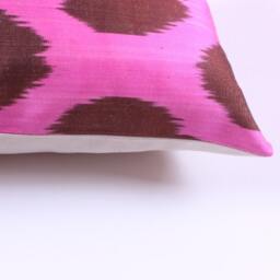 Ikat Silk Velvet Pillow 16x24 - Handmade Boho Cushion Cover Turkish Home Decor Accent - thumbnail 2