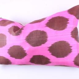 Ikat Silk Velvet Pillow 16x24 - Handmade Boho Cushion Cover Turkish Home Decor Accent - thumbnail 3