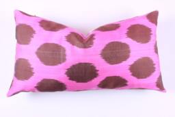 Ikat Silk Velvet Pillow 16x24 - Handmade Boho Cushion Cover Turkish Home Decor Accent