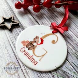 Christmas Tree Decoration, Personalised Teddy Bauble Keepsake, Family Gift - thumbnail 2