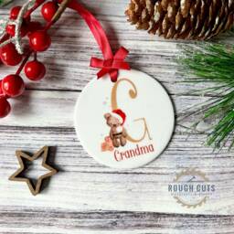 Christmas Tree Decoration, Personalised Teddy Bauble Keepsake, Family Gift - thumbnail 3