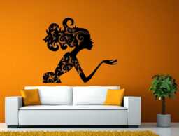 Girl Flower Hair Blowing Kiss Fashion Salon Shop Model Wall Or Window Sticker Decal Vinyl Fathead Mural Decor L2004 - thumbnail 1