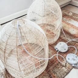 Rattan Basket Pendant Light, Handmade Woven Ceiling Lamp - W17.7'' X H17.7'' - thumbnail 2