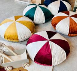 Round Velvet Floor Cushion Kids Reading Nook Pillow, Montessori Seating - 31