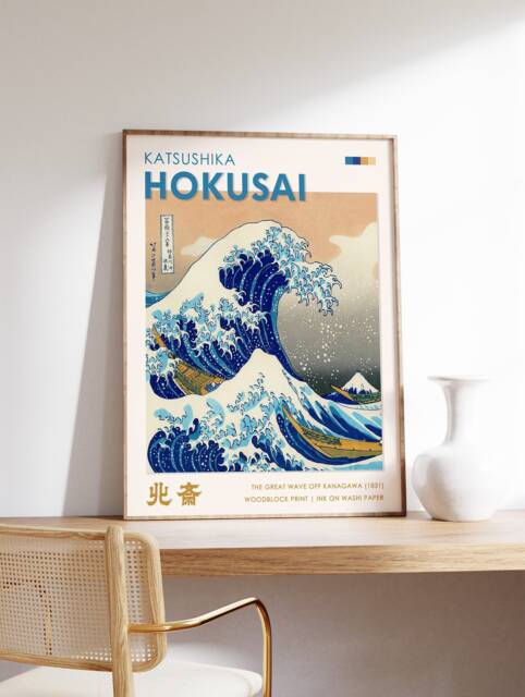 Katsushika Hokusai Exhibition Poster, The Great Wave, Japanese Art, Wall Art Decor, Gift Idea, Sea A1/A2/A3/A4 - image 1