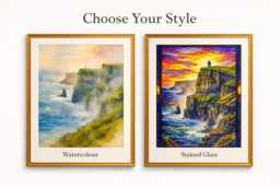 Cliffs Of Moher Print - Clare Coastal Wall Art, Choose Watercolour Or Stained Glass - thumbnail 1