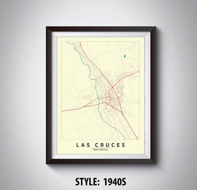 Las Cruces Nm Map Poster Vintage Style Office Wall Art - image 1