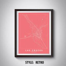 Las Cruces Nm Map Poster Vintage Style Office Wall Art - thumbnail 4