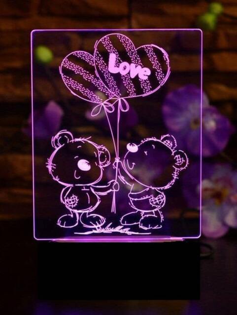 Bears in Love, Personalized 3D Illusion Smart App Control Night Light Bluetooth, Music, 7&16M Color Mobile App, Made UK - image 1