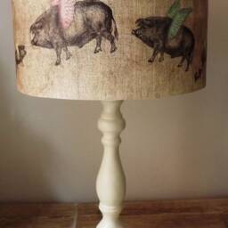 Flying Pigs Lampshade, Shabby Chic Light Shade, Bunting, Natural , Free Gift, Fatta Da Mamma - thumbnail 2