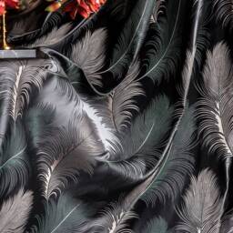 Luxury Leaf Patterned Curtains Green, Gray, Gold, Navy, Black - thumbnail 4