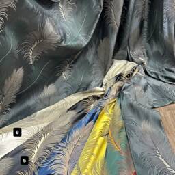 Luxury Leaf Patterned Curtains Green, Gray, Gold, Navy, Black - thumbnail 3