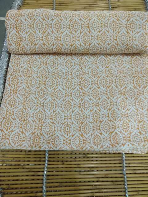 Handmade Kantha Quilt Indian Block Print Cotton Bed Cover - image 1