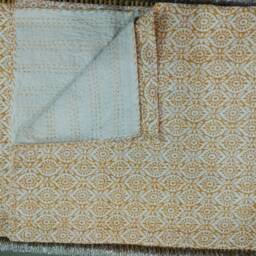 Handmade Kantha Quilt Indian Block Print Cotton Bed Cover - thumbnail 2