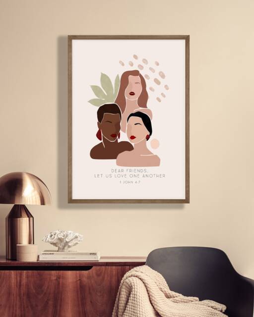 Female Illustration - 1 John 47 Printed & Shipped Modern Scripture Decor Bible Verse Prints Christian Home Print - image 1